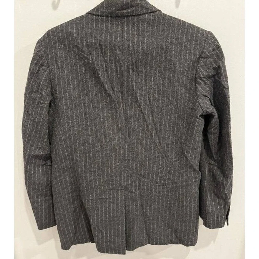 J‎ Crew Vintage 3 Button Wool Blend Charcoal Gray Chalk Stripe Blazer Jacket M